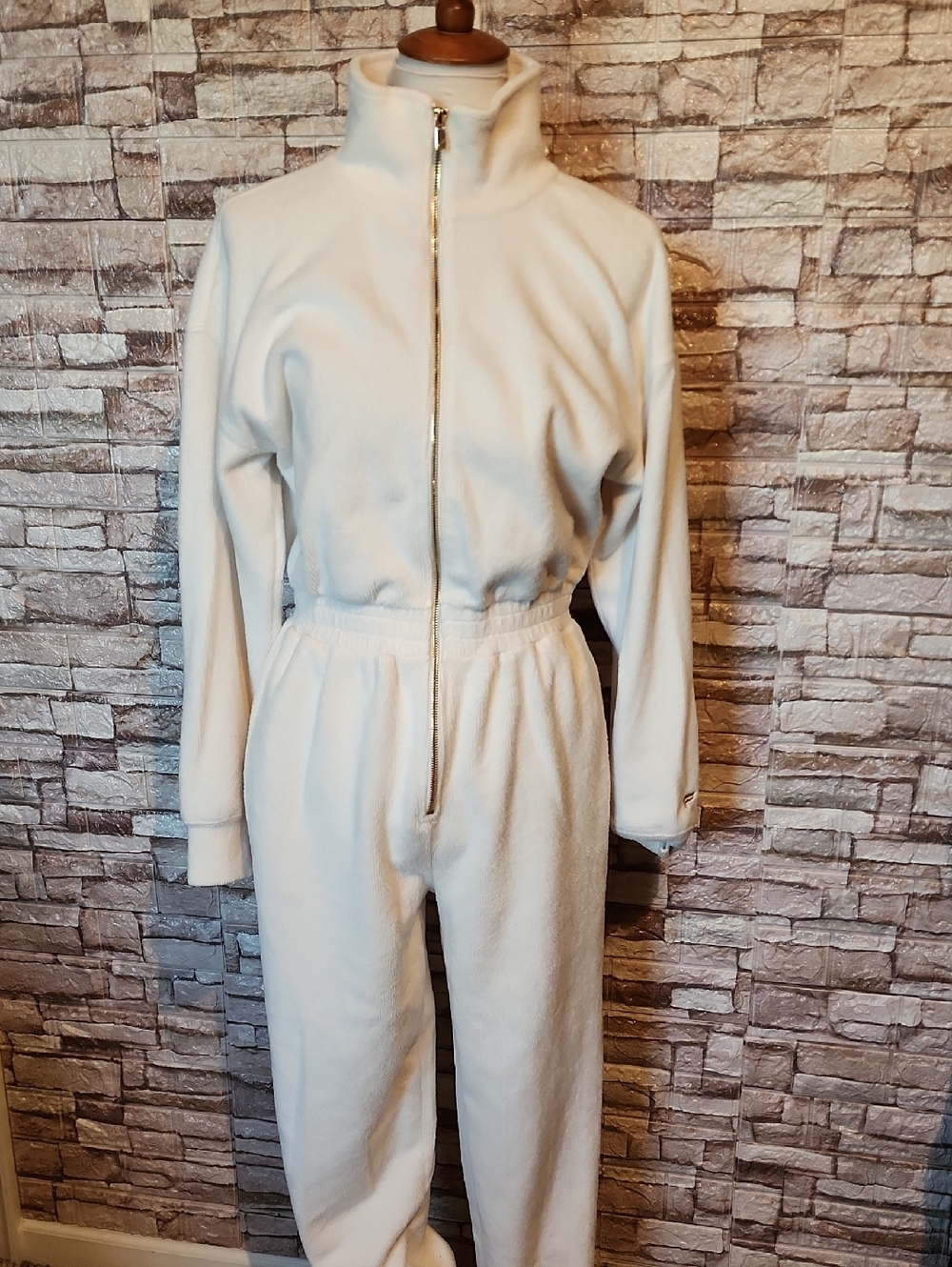 Fabletics White Zip-Up Jumpsuit